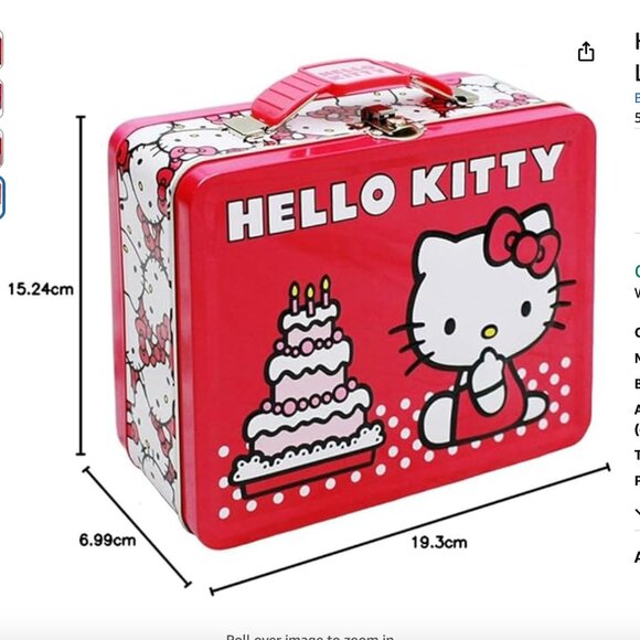 Hello Kitty Birthday Cake Embossed Metal Lunch Box & Bag, raspberry - Picture 2 of 12